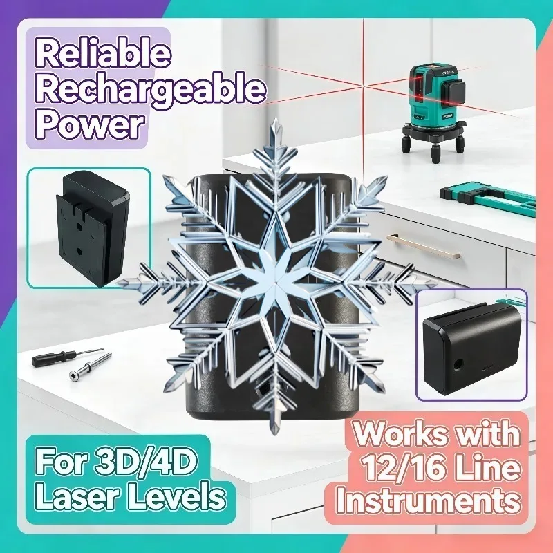 3D 4D Laser Level Rechargeable Lithium Battery, Perfect Fit For 12 And 16 Line Laser Level Instrument Equipment