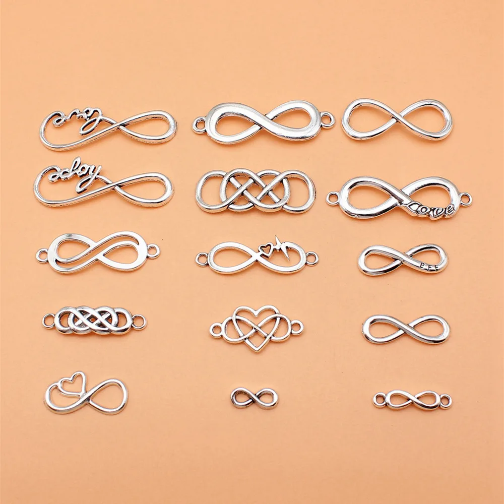 Supplies For Jewelry Antique Silver Color Infinity Symbol Charms Collection  New In Findings 15pcs