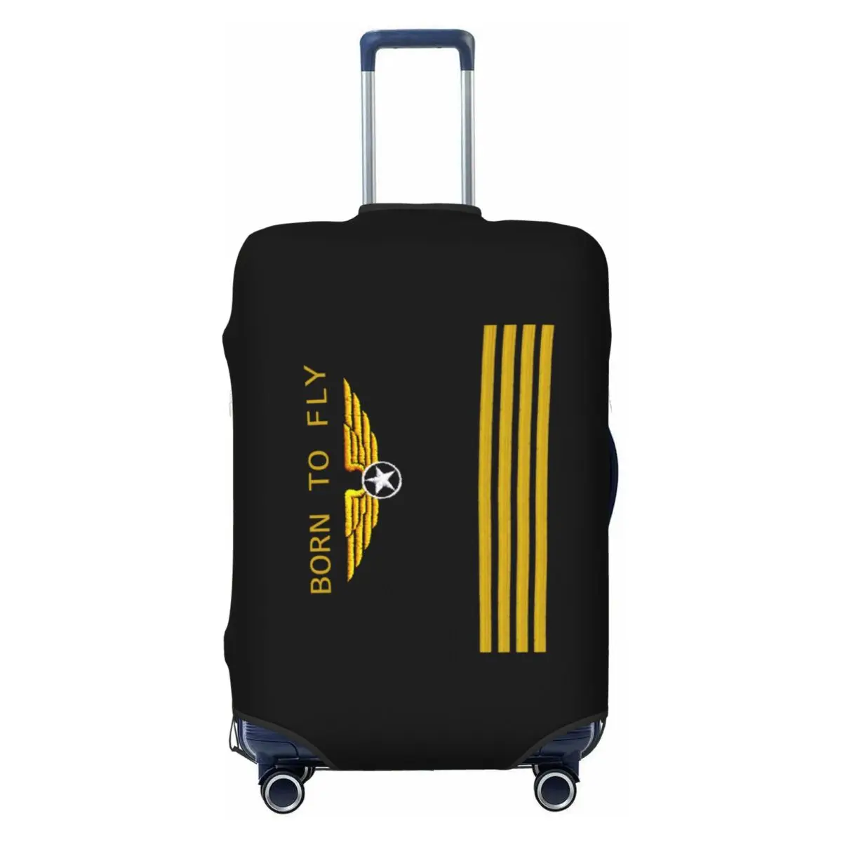 

Custom Born To Fly Captain Stripes Travel Luggage Cover Elastic Flight Pilot Aviator Suitcase Cover Protector Fit 18-32 Inch