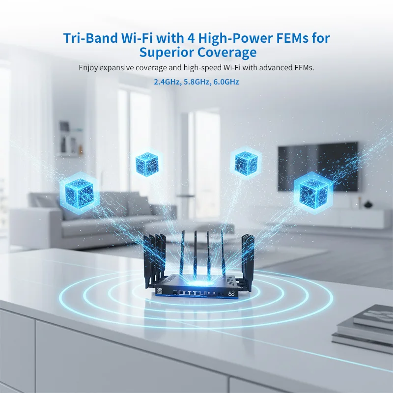 X75 Enterprise Router 5G WiFi7 19000Mbps 4x4 MIMO 2.5G WAN 4G LTE 5G CPE Wireless Modem With Sim Card Slot