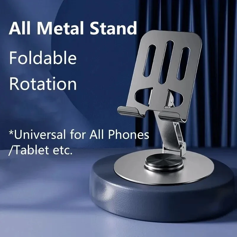 Metal Aluminum 360° Rotation Tablet Holder Folding Universal Phone Bracket Portable Adjustable Desktop Stand For iPad And Phone