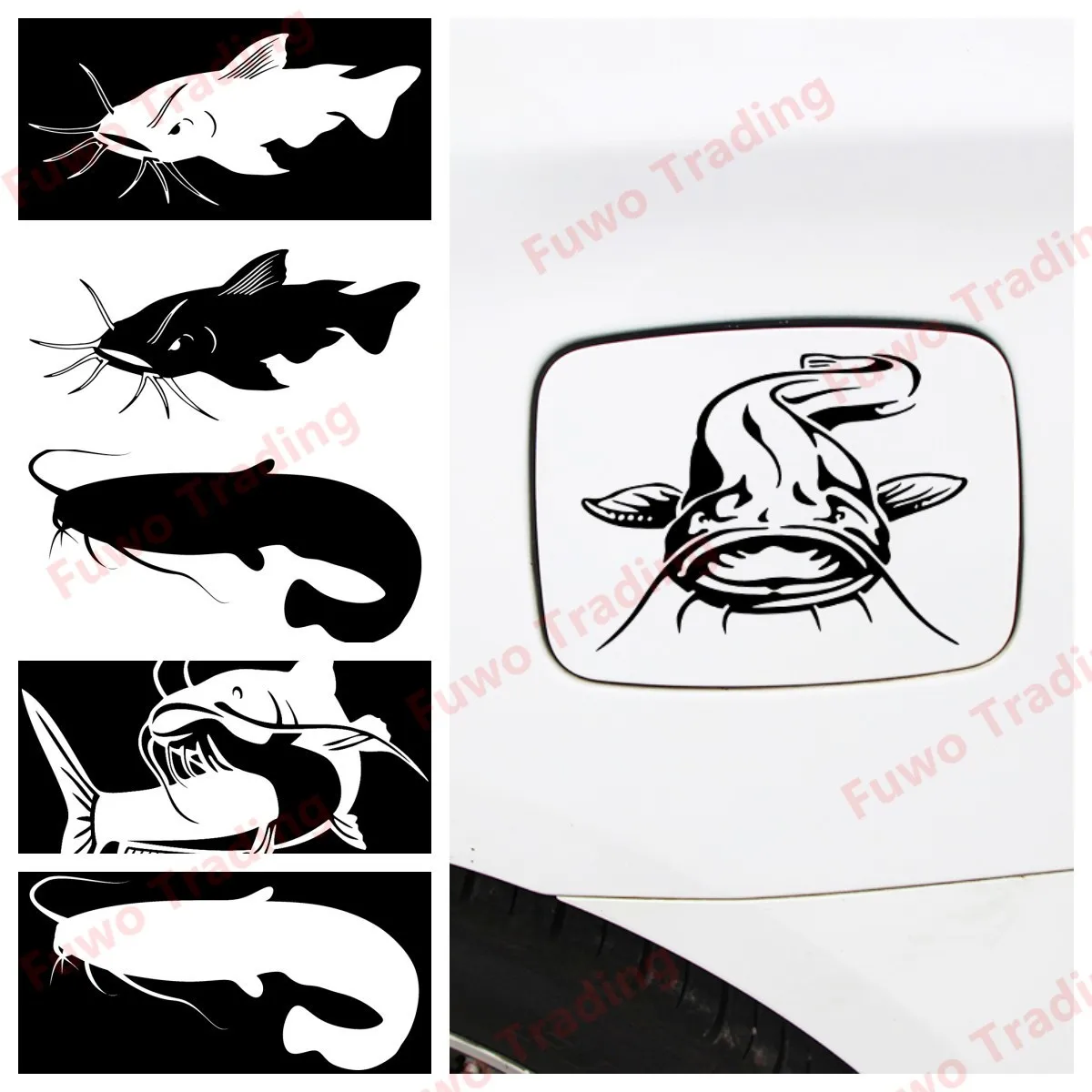 Best-selling Big Catfish Windshield Car Sticker Motorcycle Helmet Waterproof Camper Snowboard Surfboard RV Decal