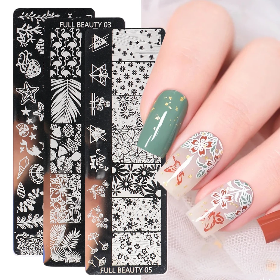 1 יחידה לוח חותמת עבור אמנות ציפורניים פרח גיאומטריה עלה עיצוב ציפורניים צבעוני תבנית הדפסה כלי מניקור LYFB01-06