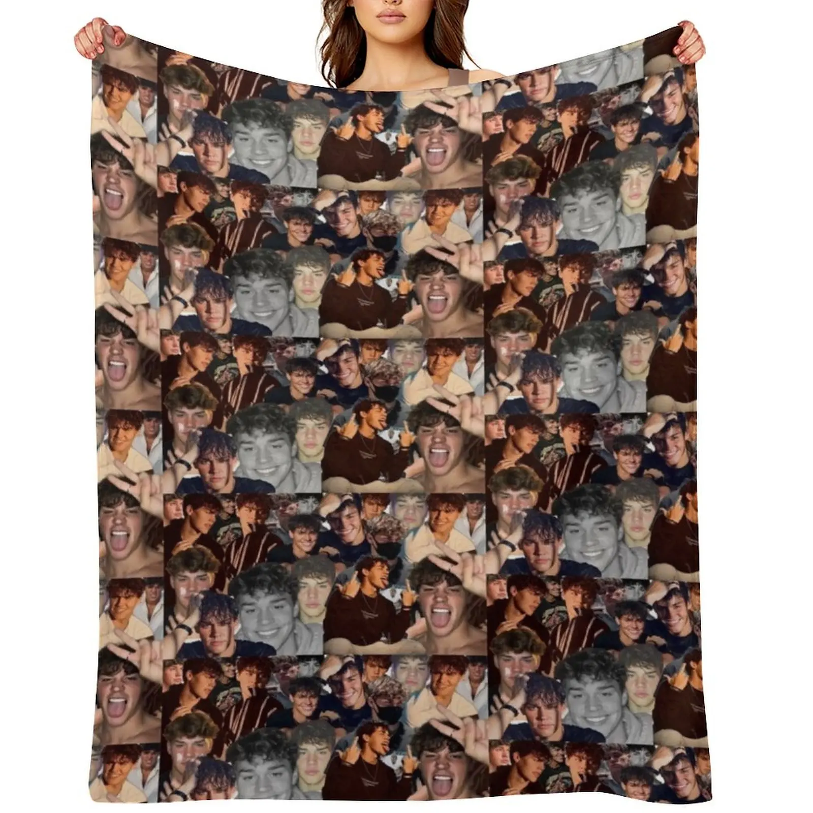 

Noah Beck Collage Throw Blanket Extra Large Throw Flannel Beach valentine gift ideas Blankets
