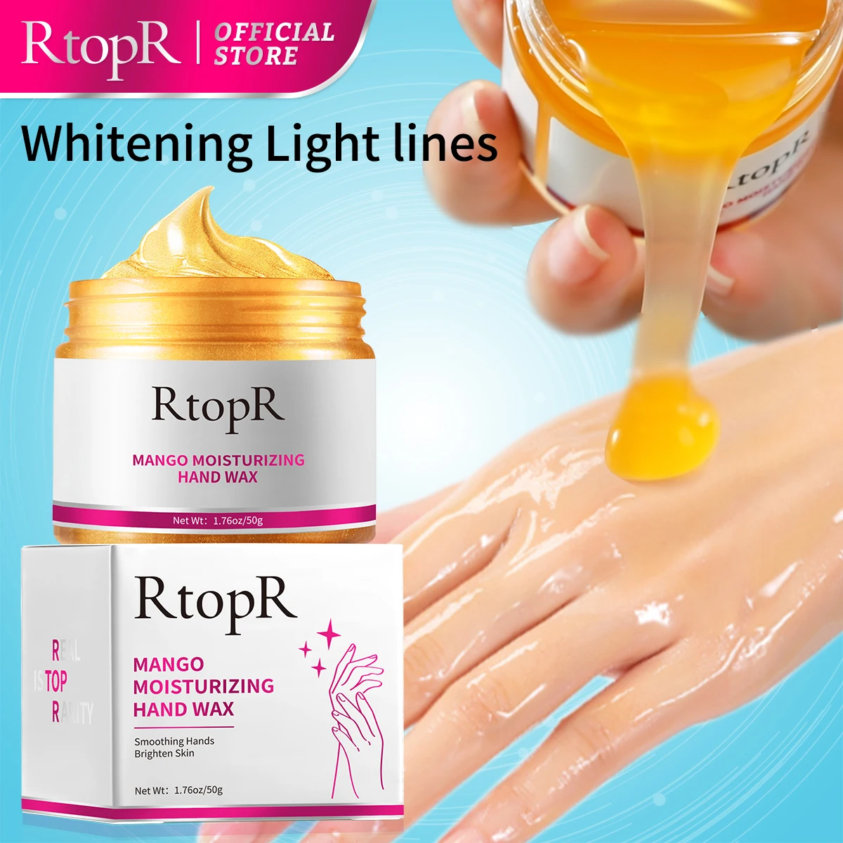 

Отбеливающая маска для рук RtopR с воском для слезы манго, восстанавливающая отшелушивающая пленка для мозолей, антивозрастной крем для рук 50 ...