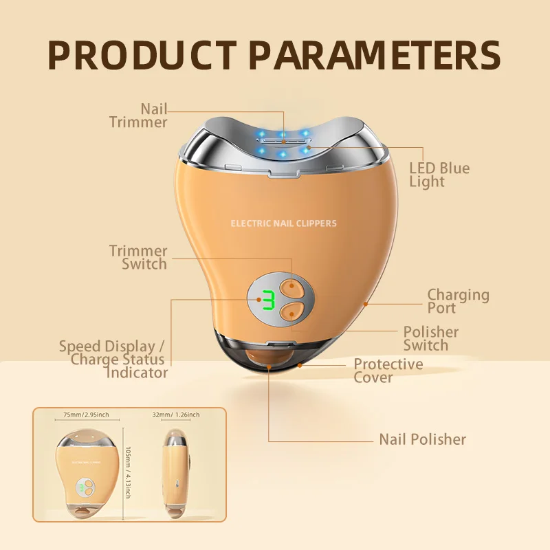 2in1 Automatic Nail Clipper Electric Trimmer File LED Display 3 Speeds Debris Storage Safe Nail File for Baby Seniors Nail Care view 6