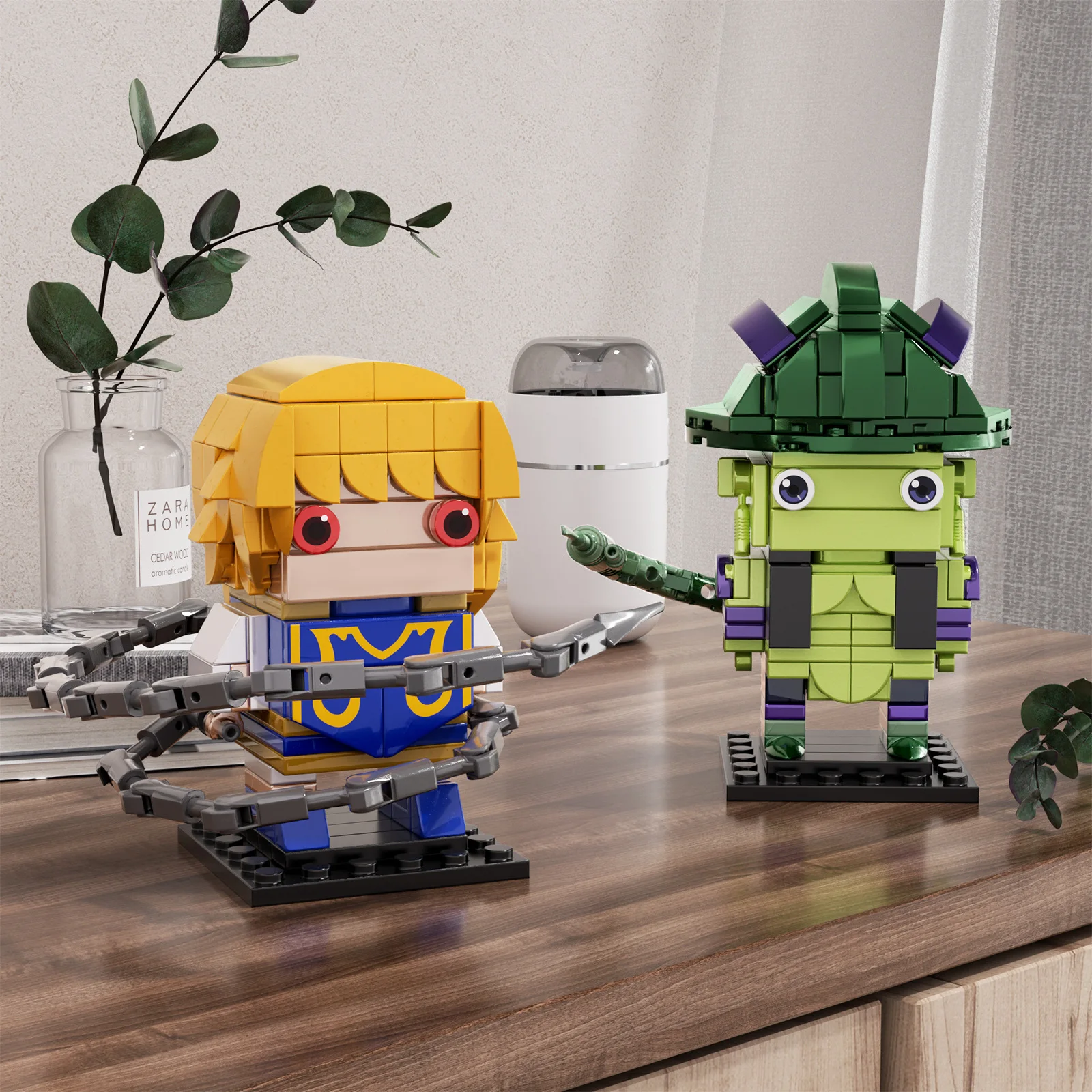 الكلاسيكية الصيادين والصيادين Kurapika & Meruem BrickHeadZ بنة مجموعة اليابانية مانغا بطل الرواية أرقام لعب الاطفال الهدايا