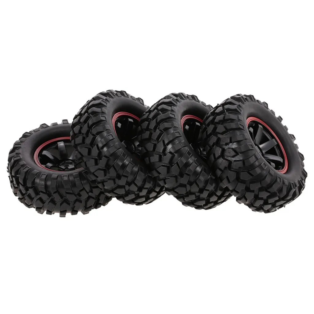 RCXAZ 4Pcs 96mm 110mm 1.9 Inch Rubber Wheel Rim Tire Beadlock for 1/10 RC Crawler Car HSP Redcat Traxxas AXIAL SCX10 90046 RC4WD