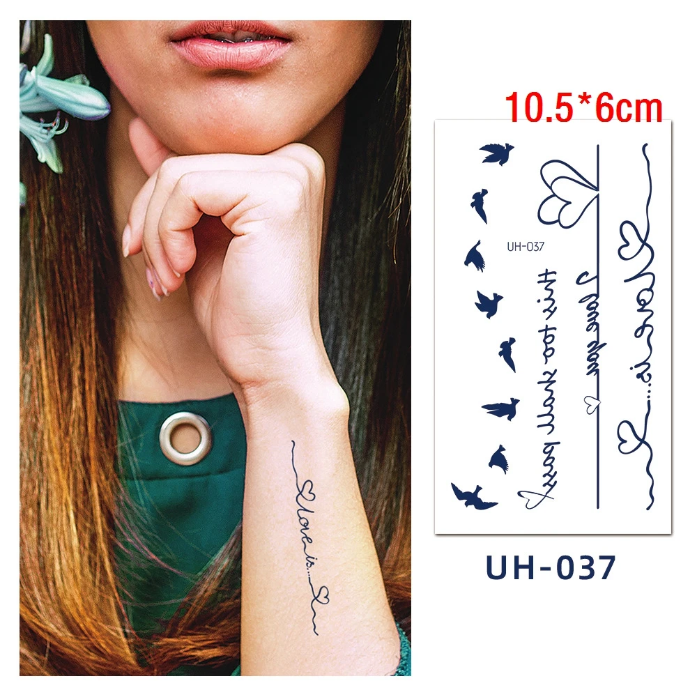 Juice Tatto Sticker Ins Love Smiley Line Body Art Ink Blue Arab Number Planet Waterproof Temporary Fake Tattoo for Men Women