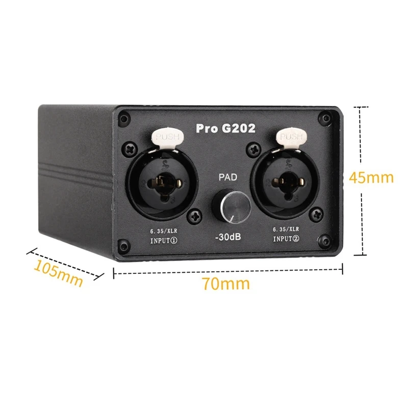 Pro G202 Audio Isolator Dual-Channel 6.5 XLR Audio Isolator Current Sound Noise Mixer Microphone Common Ground Filter