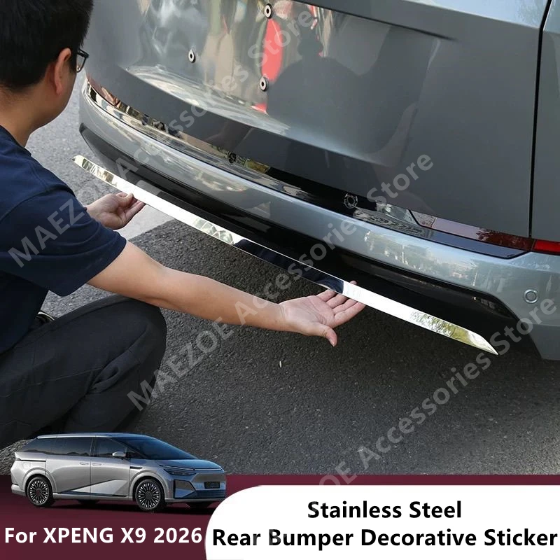 

For XPENG X9 2026 Stainless Steel Rear Bumper Decorative Sticker,Car Exterior Modification Protection Accessories Refit