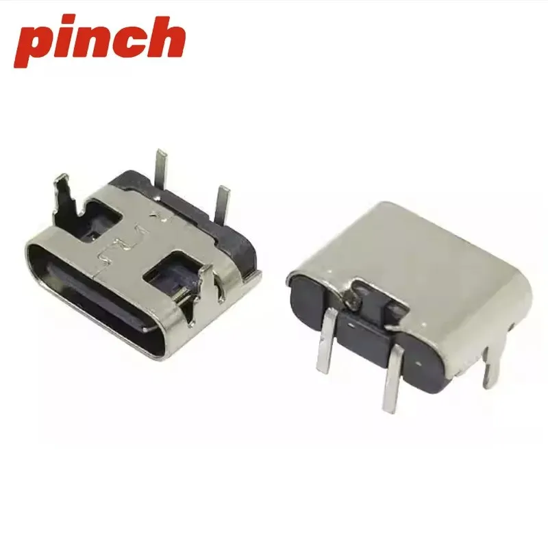 20PCS Type-C 2P horizontal vertical straight plug-in wire-type female socket 90-degree two-pin PCB mount simple USB interface