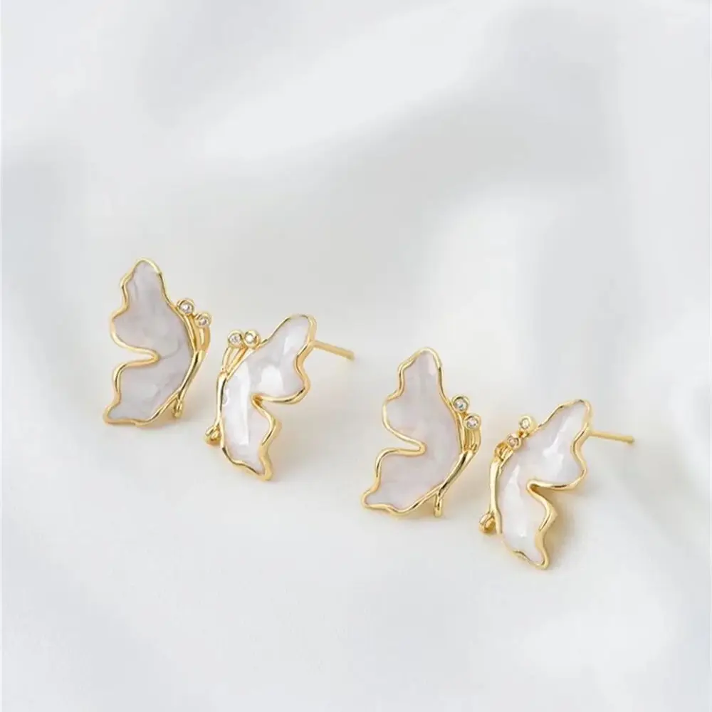 

14K Gold-plated Drops of Oil Fairy Butterfly Earrings 925 Silver Diy Hand-made Earrings Ear Jewelry Materials F406