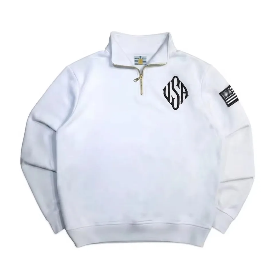 Y2K Retro Quarterzip Pullover Hoodie Embroidery Sweatshirt American Vintage Old Money Casual Streetwear Unisex Oversized Coat, image 6