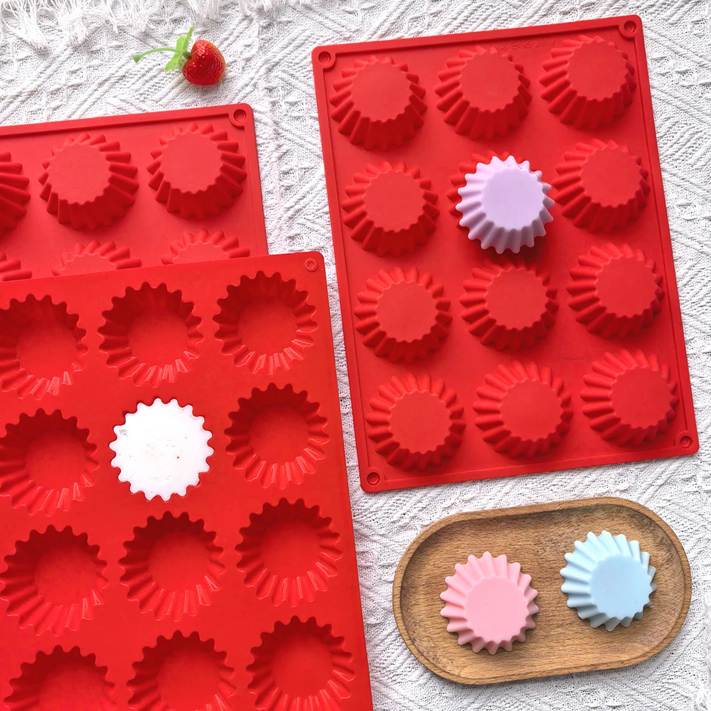 1 pc 12 cavity circular Maffei cup egg tart chocolate biscuit mold for candy, silicone baking mold suitable for mini cake, jelly