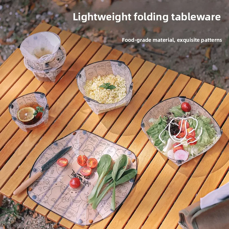 Outdoor Ultra-light Folding Tableware Portable Bowl Plate Coffee Filter Funnel Water Cup Multi-purpose Combination Tableware Set