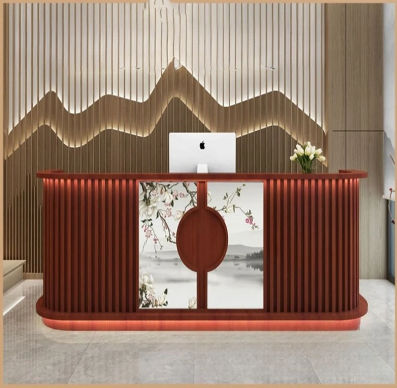 Curved checkout page Company reception desk Bar table Barber shop Caier shop Beauty salon Welcome desk