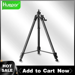 Huepar Aluminum 1.6M Laser Level Tripod Flat Head Adjustable Height Tripod Stand with Handle Bubble for Self leveling Levels