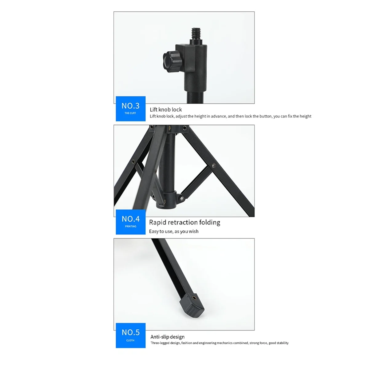 حامل ميكروفون محمول من RISE لسطح المكتب 3/8 حامل ثلاثي القوائم حامل ميكروفون قابل للتعديل وحامل مشبك للميكروفون