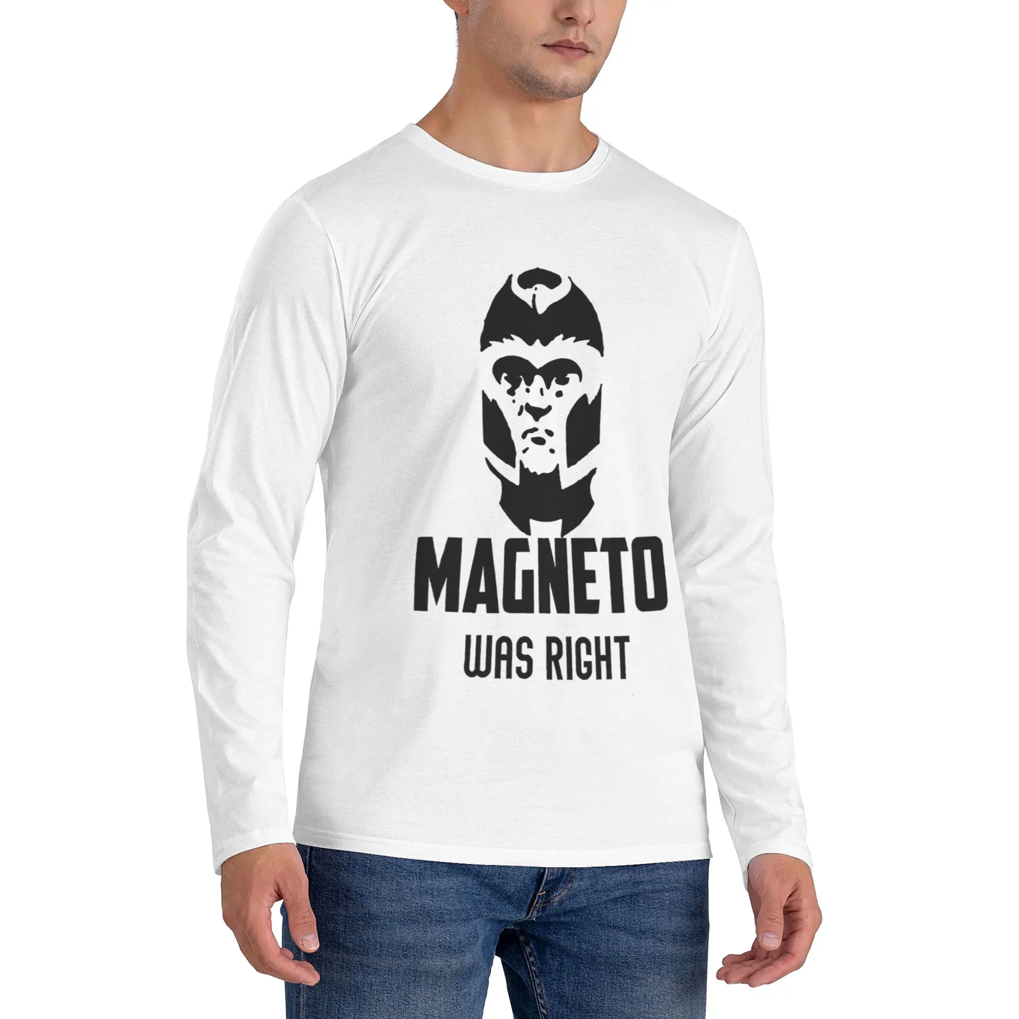 

Magneto был правим, мужская футболка с длинными рукавами, дышащие футболки с круглым вырезом, весенние и осенние мужские топы