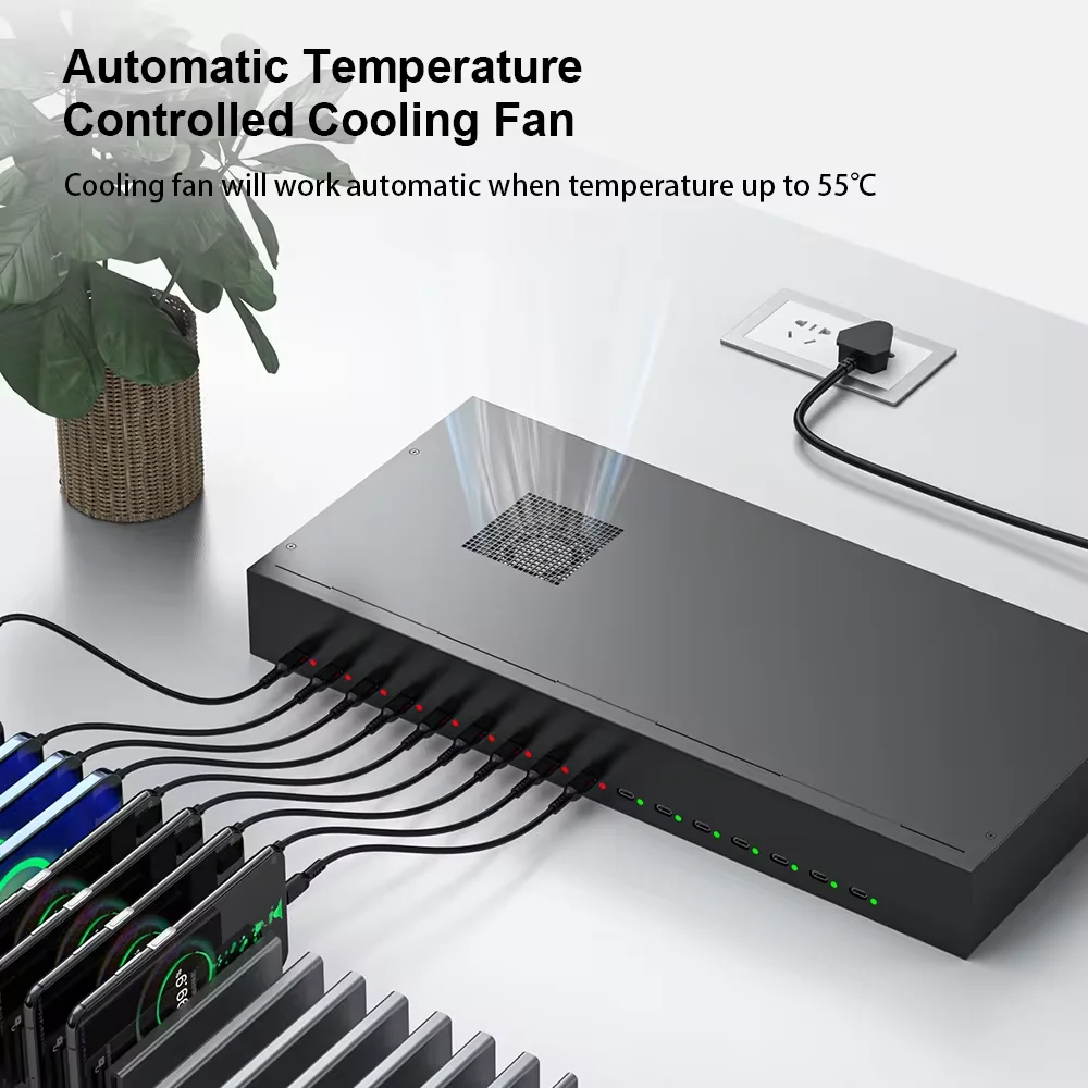 Rack Mount USB C Charger 16 Ports 600W Industrial Charging Station with LED Indicator Sipolar