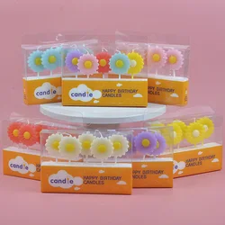 Colorful Daisy Flower Candle For Birthday Cake Topper Decoration Children's Korean Party White Sunflower Dessert Supplies