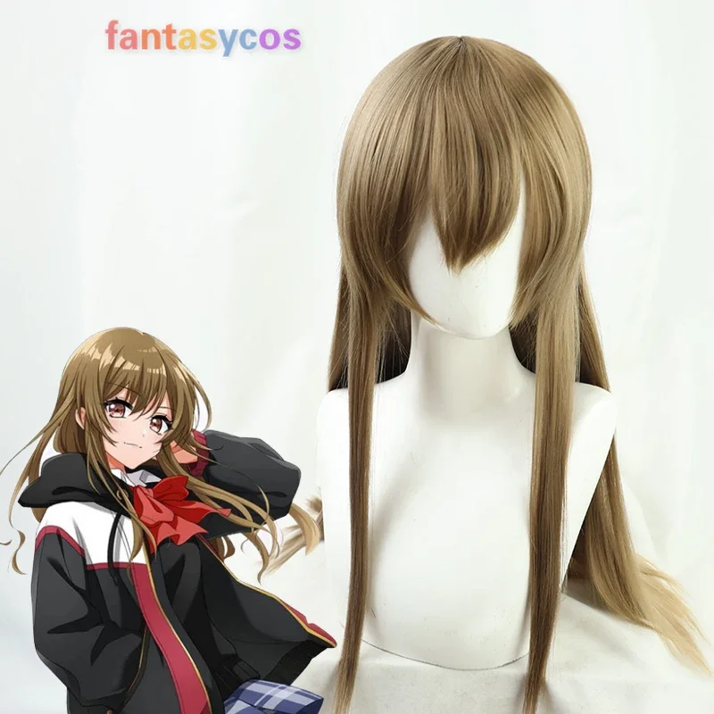 D4DJ Yamate Kyoko Cosplay Wig Peaky P-key Brown Long Straight Heat Resistant Hair Role Play Halloween Costume Wigs + Wig Cap