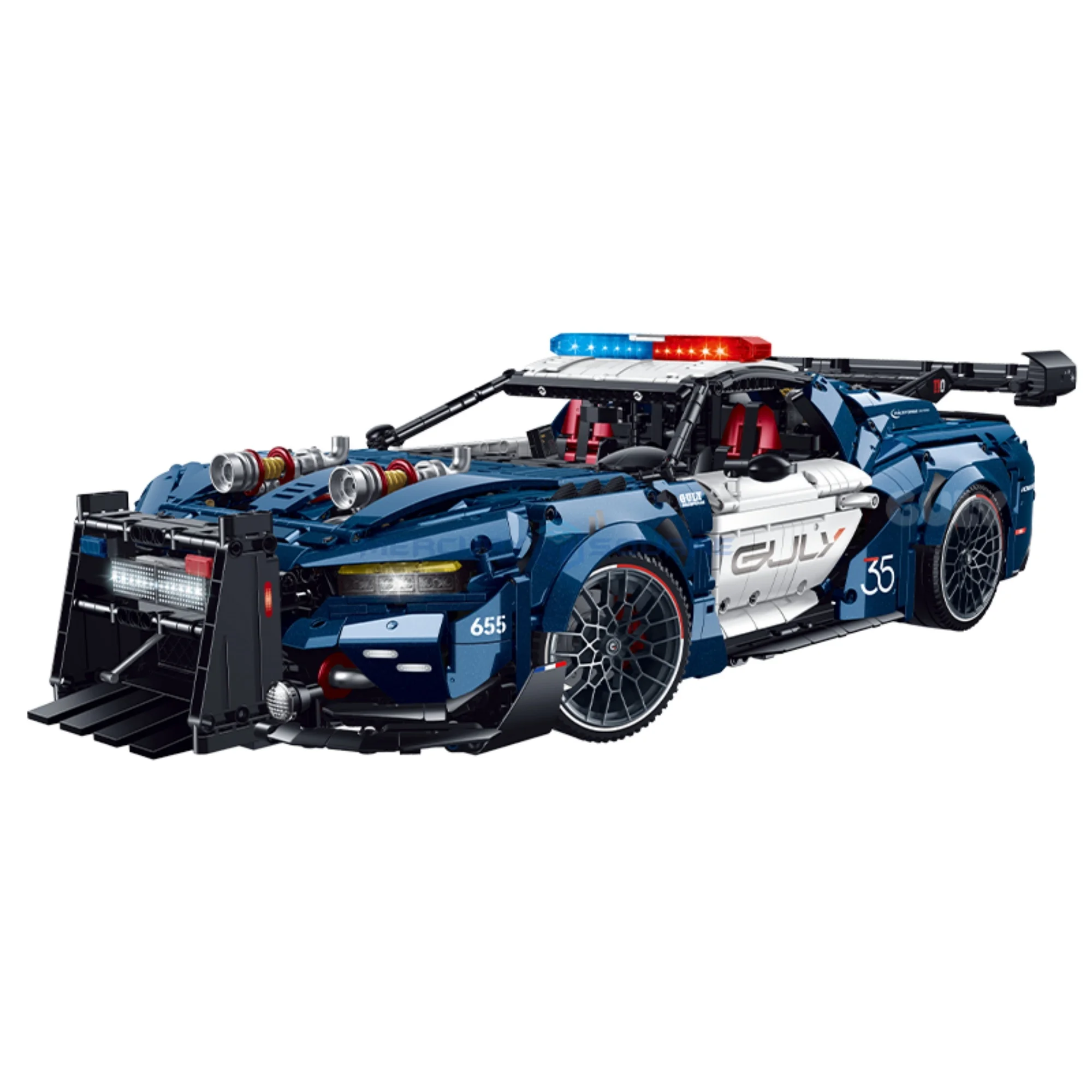 1:8 Muscle Interceptor Car Building Blocks High Tech Speed Police Patrol Model Vehicle Bricks Wide Body Supercar Model Toy Gift