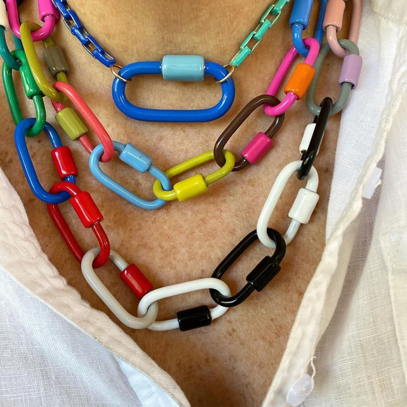 JUYA Jewelry Making Clasps Enamel Oval Shaped Lock Carabiner Smooth Copper Clasp DIY Necklace Bracelet Jewelry Findings