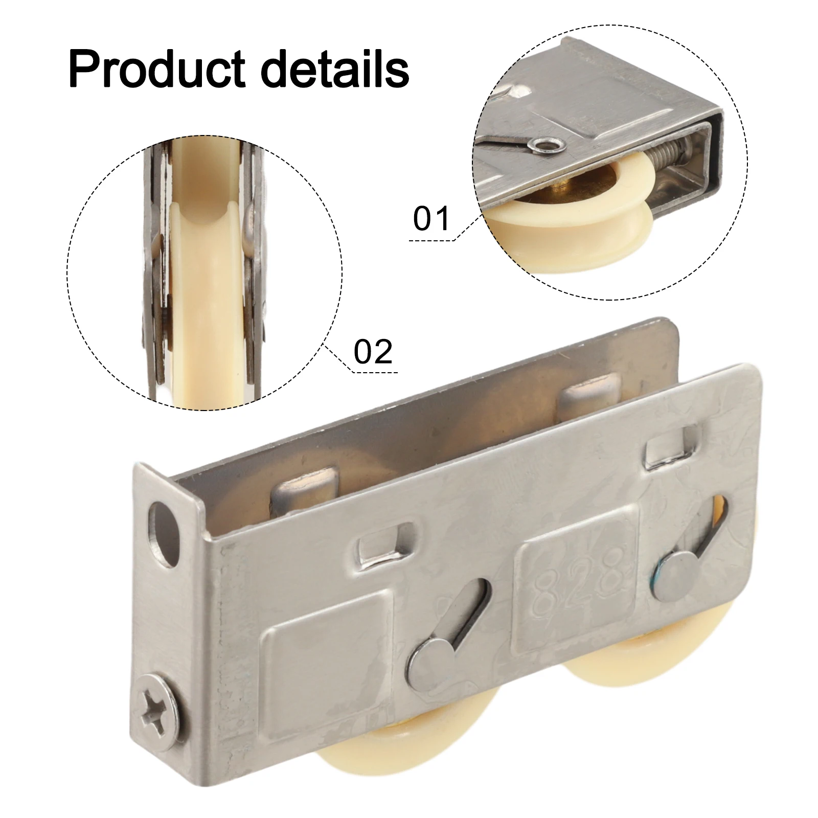 Stainless Steel 828 Sliding Door Window Pulley Roller with Adjustable Height Design and Ball Bearings for Aluminum Alloy