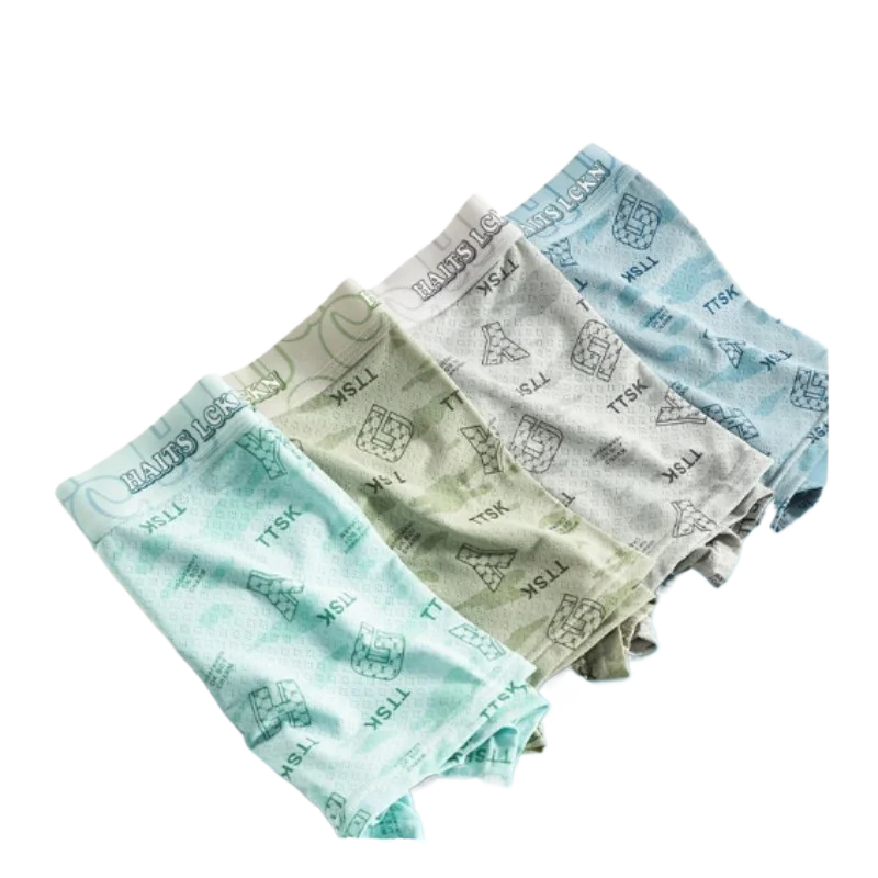 Mulberry Silk Flat-corner Teenage Developmental Students Ice Silk Men's Underwear Quick-drying Set of 4 Ice Silk Teen Underwear