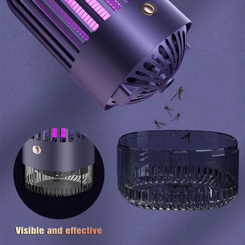 2024 전기 충격 모기 킬러 램프, UV 무방사선 모기 퇴치제, USB 충전식 곤충 트랩 침실 조명