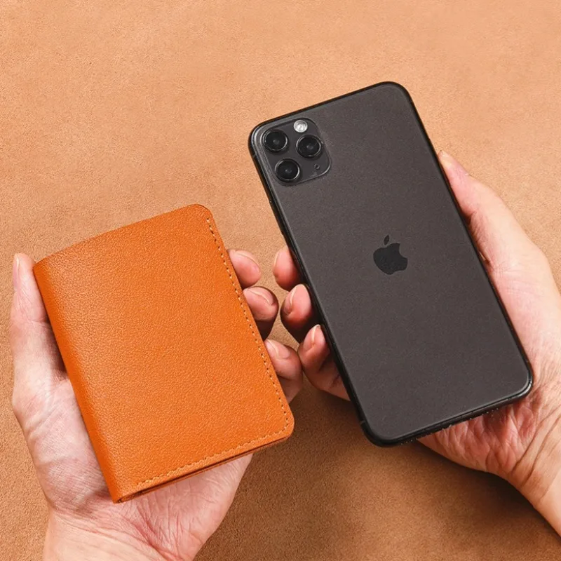 محفظة صغيرة من جلد البولي يوريثان بتصميم كلاسيكي للرجال، محفظة نسائية قصيرة وبسيطة، حقيبة بطاقات ائتمان رفيعة للغاية، محفظة للعملات المعدنية #6