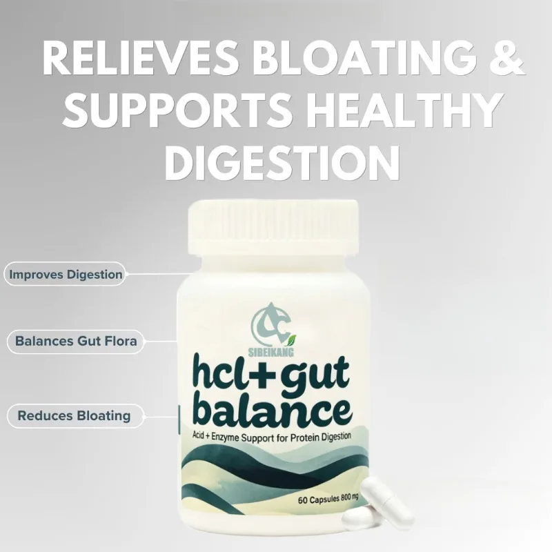 Suplemento de Enzimas Digestivas con Betaína HCl y Pepsina - Descomposición de Proteínas, Absorción de Nutrientes, 60 Cápsulas, Apoyo a la Salud Digestiva