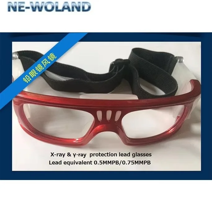 

Genuine X-ray & γ-ray protection lead glasses 0.5MMPB 0.75MMPB sports type with silicone protection red frame passed FDA,CE