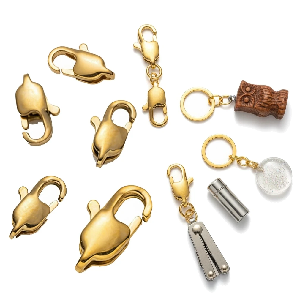 

5 шт. золотистых прямоугольных застежек-карабинов из нержавеющей стали для изготовления браслетов, ожерелий, цепочек и ювелирных изделий своими руками