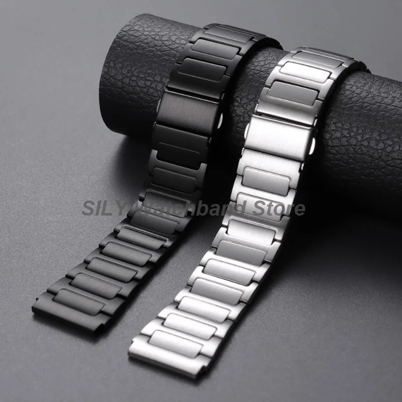 18mm 20mm 22mm Butterfly Buckle Stainless Steel Watch Strap Quick Release Silver Black Metal Watchband Business Replace Bracelet