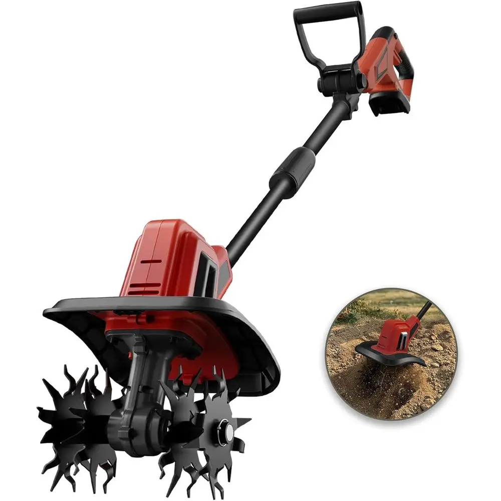 

18V Electric Garden Tiller with 48 Tines, 270RPM, 8.7 Width, 6.3 Depth for Soil Preparation