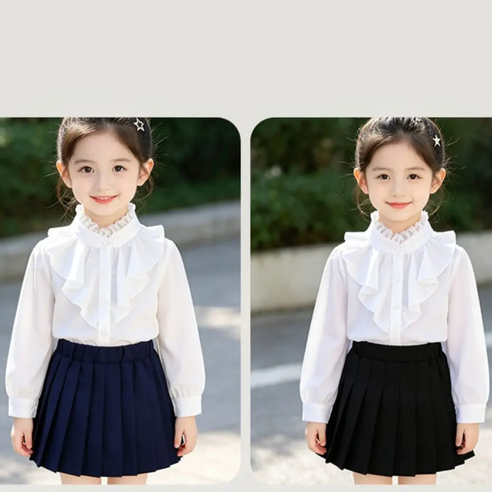 Summer Girls Clothing Set British Style Elegant Shirt And Pleated Skirt Outfit For Kids Fashion Apparel Toddler Clothes