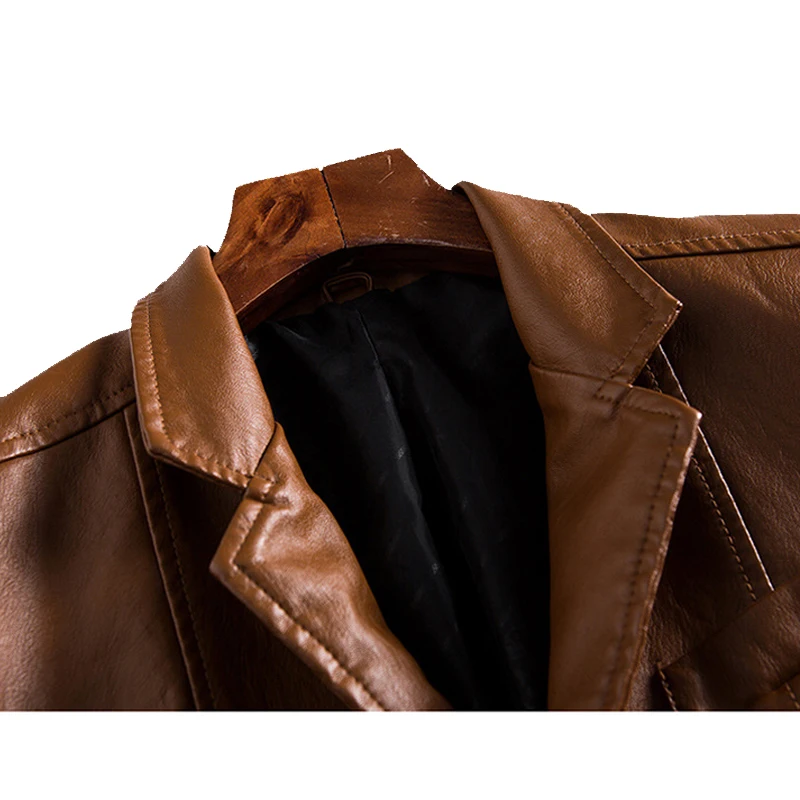 Giacca da abito in ecopelle da uomo Cappotto corto slim fit Primavera Autunno Moda Streetwear Giacche blazer casual Capispalla maschile MY164