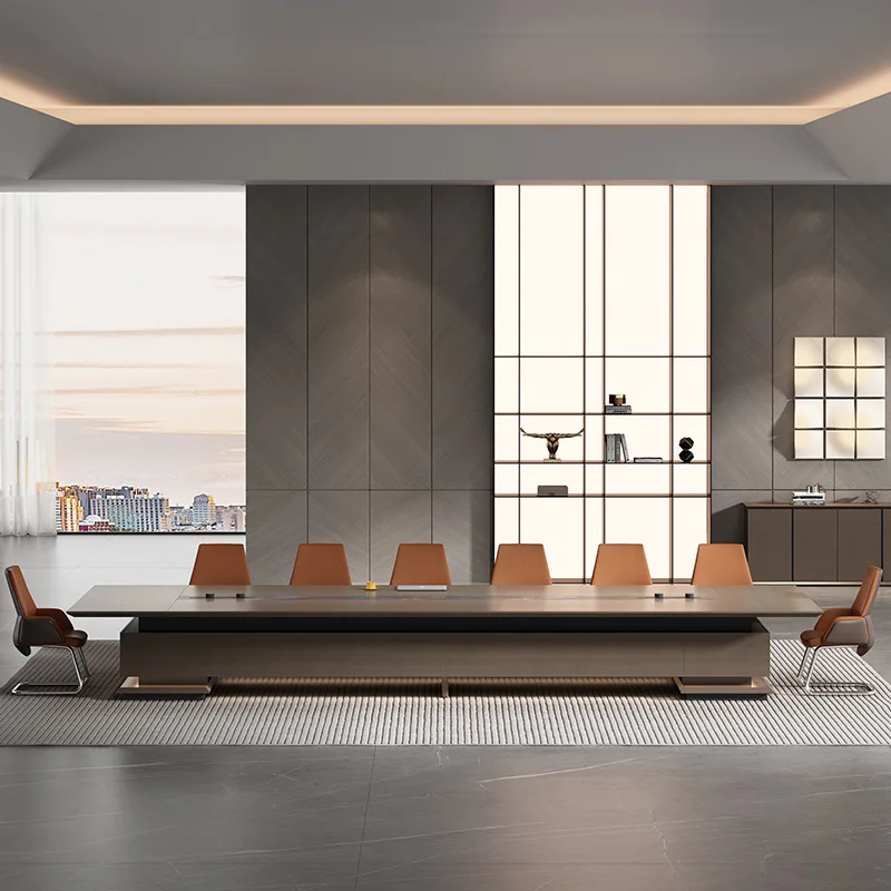 طاولة مؤتمرات كبيرة، شريط طويل، طاولات وكراسي فاخرة وبسيطة وحديثة لغرفة الاجتماعات