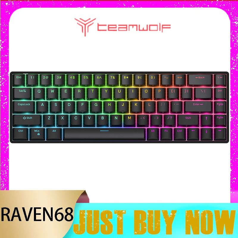 

Teamwolf RAVEN68 Magnetic Switch Keyboard 8K RGB Quick Trigger Hot Swap Wired Gaming Keyboard Valorant Gamer Pc Accessory