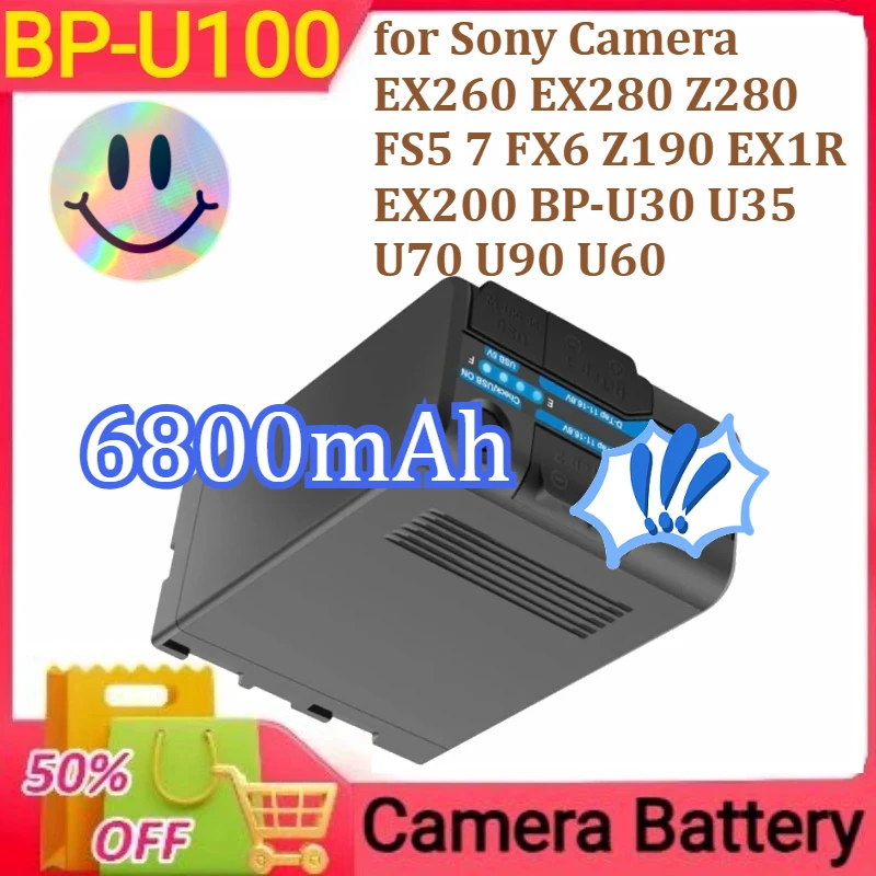 

BP-U100 for Sony Camera EX260 EX280 Z280 FS5 7 FX6 Z190 EX1R EX200 BP-U30 U35 U70 U90 U60 with D-Tap and USB Output 6800mAh
