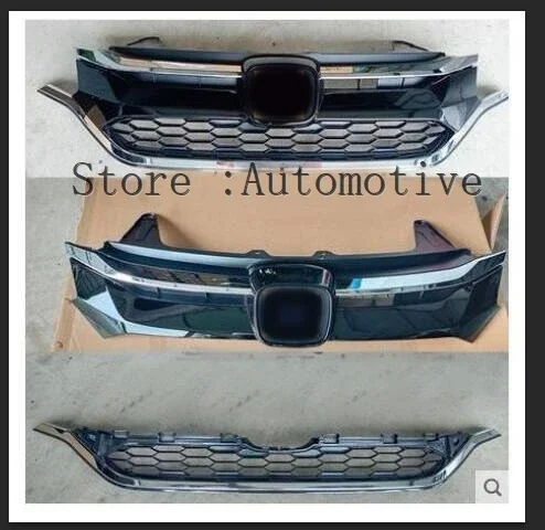 For CR-V 2015 2016 Front Bumper Upper Grille Lower Grill For Honda CRV  Black Chrome ABS Plastic Auto Car