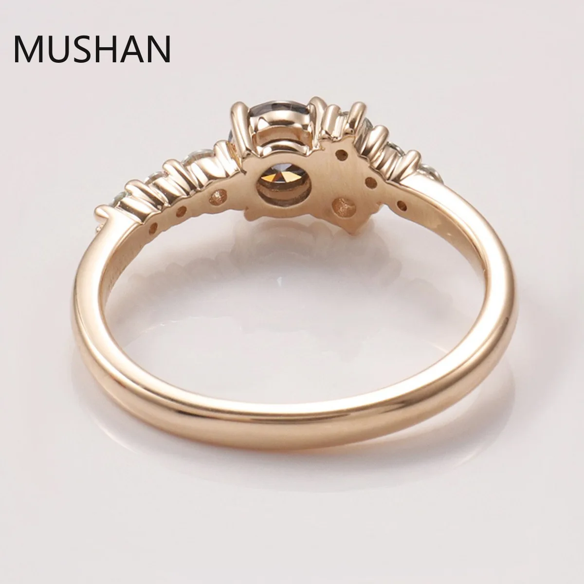MUSHAN Luxury Custom 14K 18K Gold Rings Band Jewelry With Moissanite Diamond Lab Grown Gemstones Diamond Wedding Ring For Women view 2