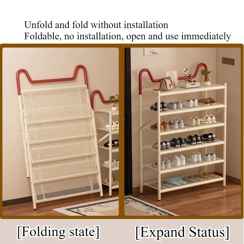 Cat Ear Folding Shoe Rack Multifunctional Shelf Door Entrance Shoe Storage Rack Household Multi-layer Simple Small Shoe Cabinet