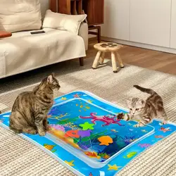 Sensor Water Play Mat Thickened Cat Water Sensor Play Mat with Fish Pet Play Water Sensor Cat Dog Pet Play Mat Cool Comfort