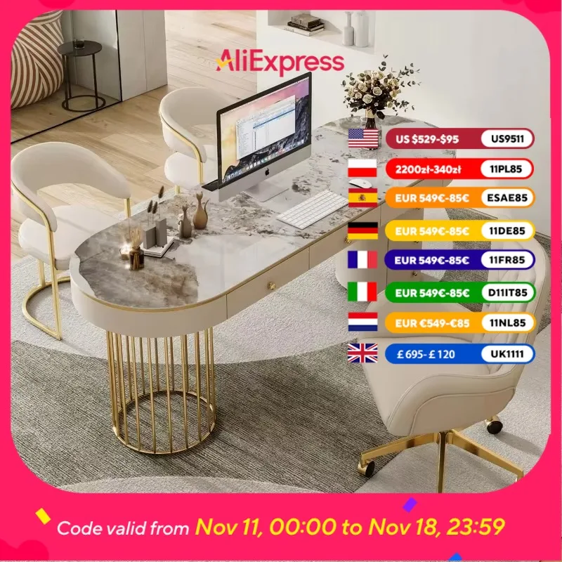 

Asthetic Storage Hutch Office Desk Writing Designer Luxury Modern Office Desks Organizer Drawers Mesa Para Computador Furniture