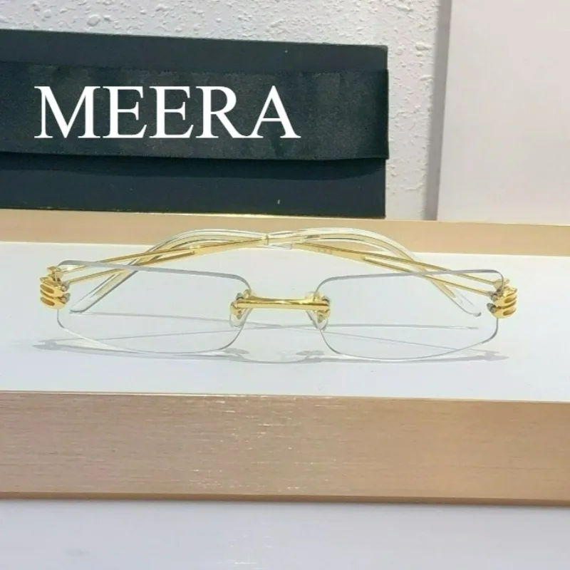 

New Luxury Brand GM Glasses Frame Sunglasses Gold Rimless Eyeglasses for Anti Reflective Clear Lens Prescription Spectacles BBB