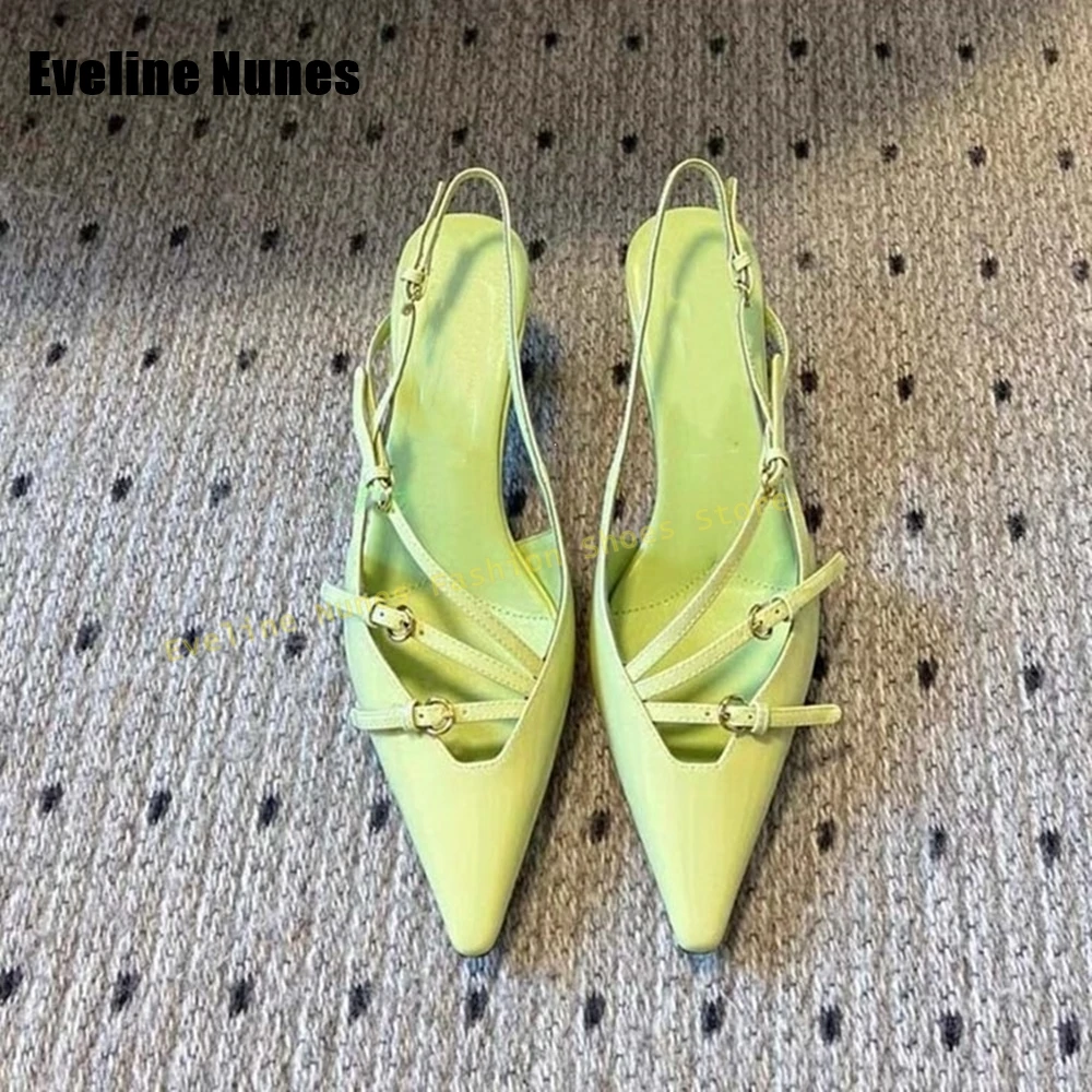 Sandalias Planas Minimalistas con Tira en el Talón y Hebilla, Color Verde Menta, Punta Puntiaguda, para Mujer, Ideales para el Verano, la Oficina, el Uso Diario y las Citas
